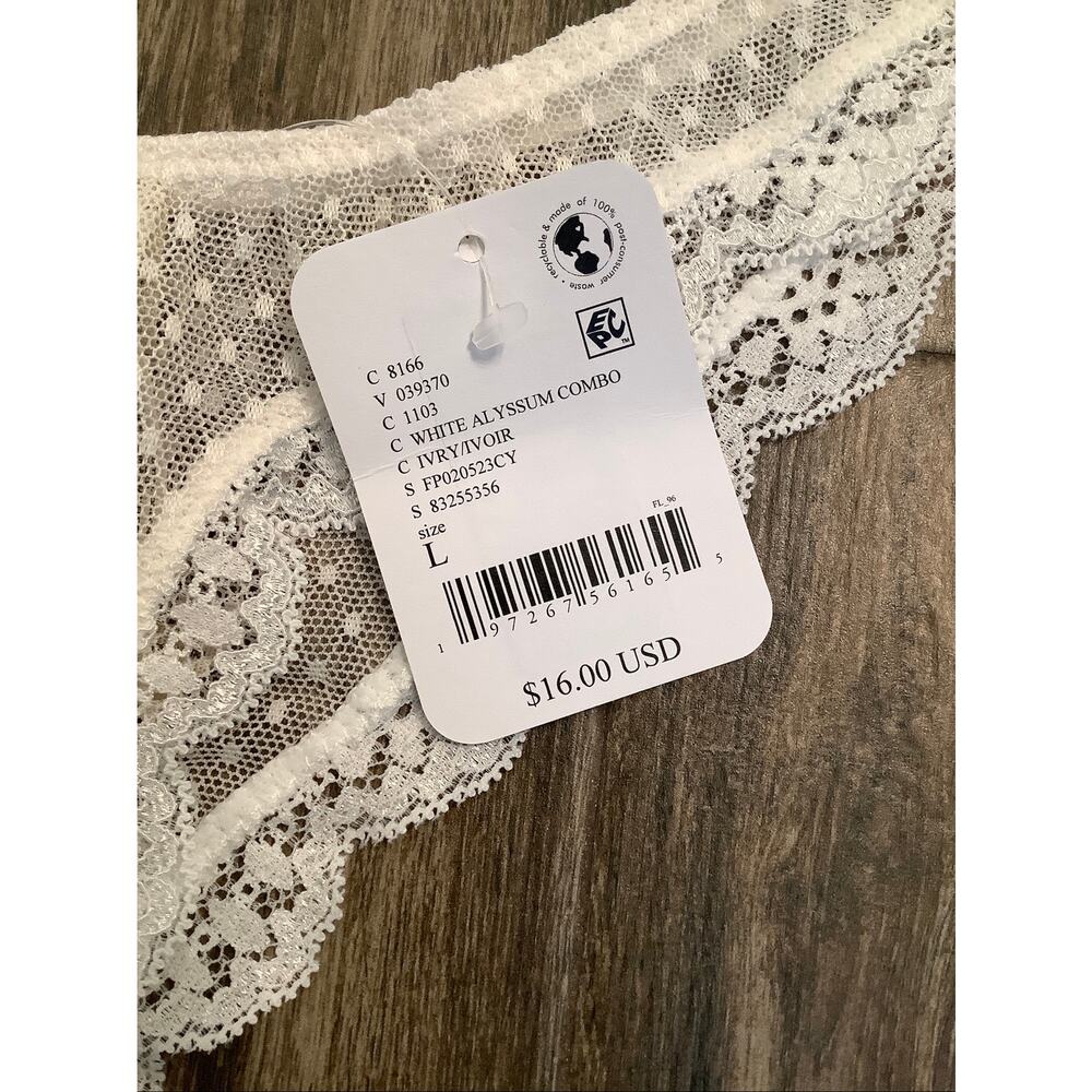 Intimately Free People Womens L White Polka Dot Mesh Mid Week Thong Panty C6-1 - Picture 5 of 7